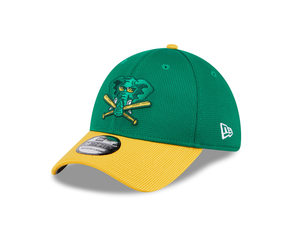 Men's Oakland Athletics New Era 2024 Batting Practice Green/Yellow 39THIRTY Flex-Fit Hat