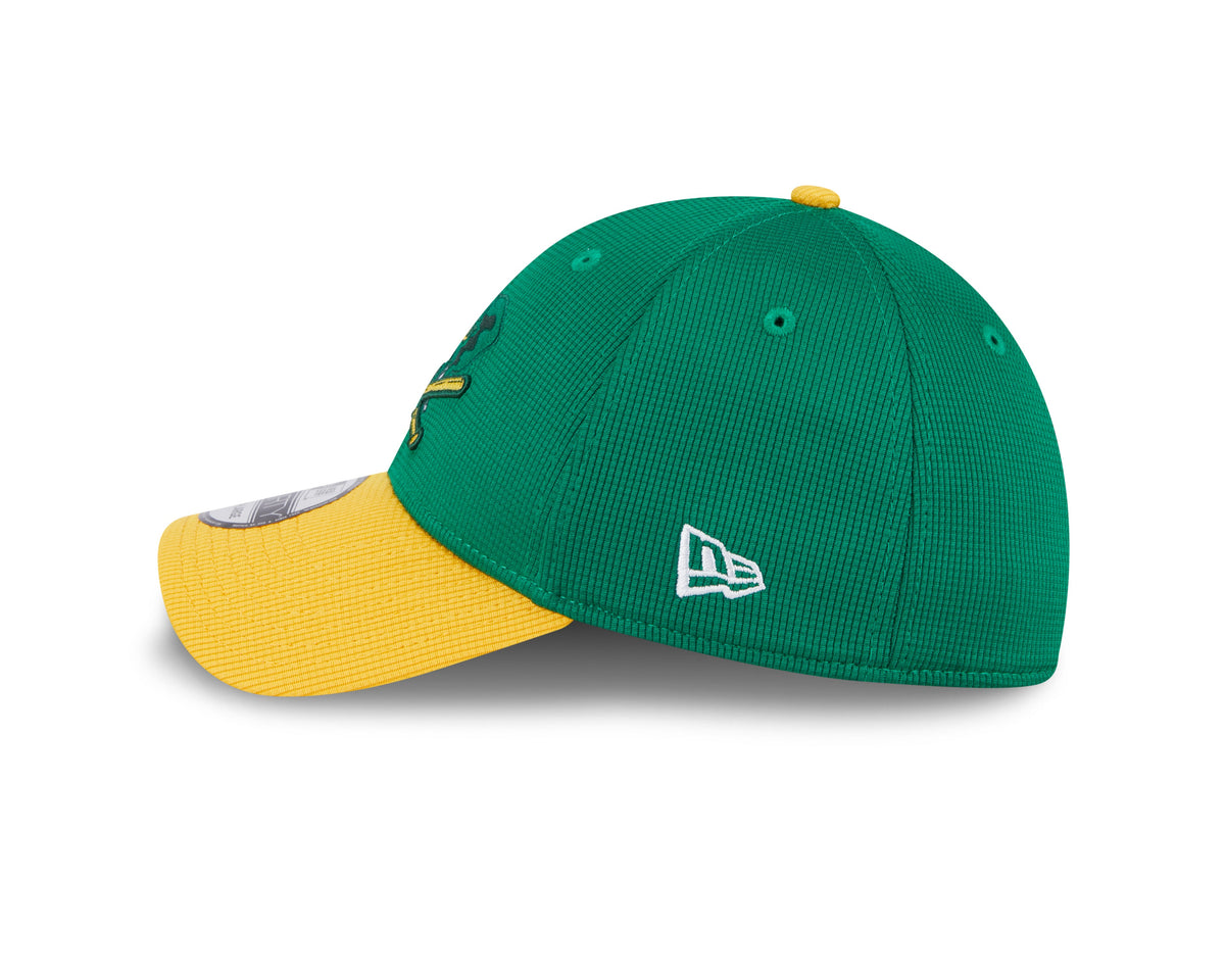 Men's Oakland Athletics New Era 2024 Batting Practice Green/Yellow 39THIRTY Flex-Fit Hat