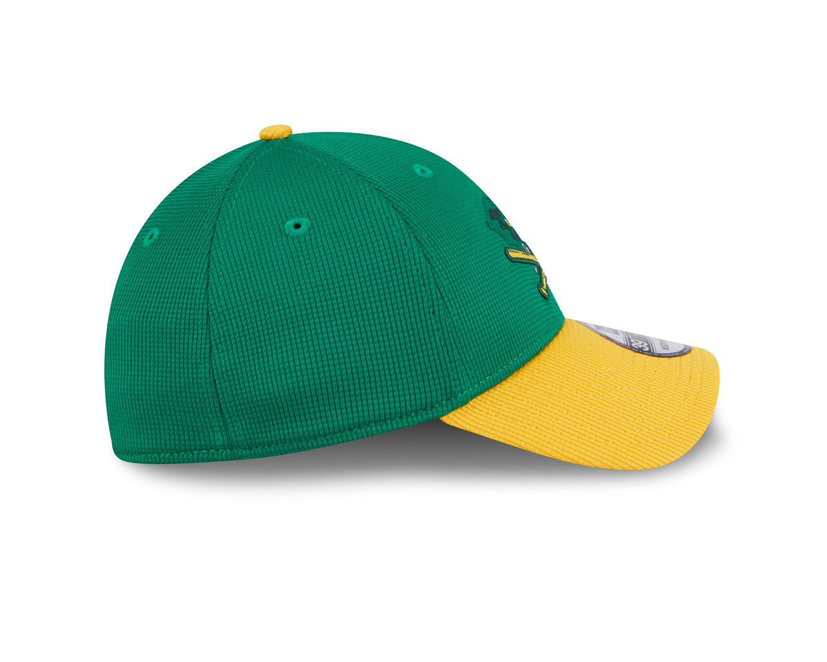 Men's Oakland Athletics New Era 2024 Batting Practice Green/Yellow 39THIRTY Flex-Fit Hat