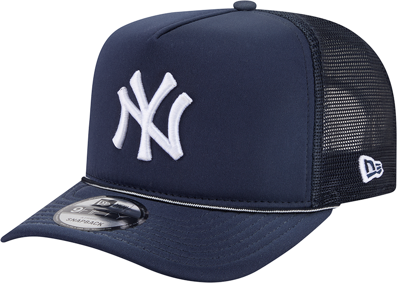 New York Yankees New Era Navy Worn A-Frame 9FIFTY Trucker Snapback Hat