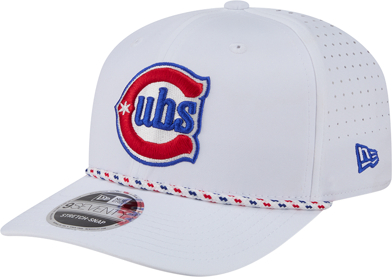 Gorra ajustable Stretch Snap de los Chicago Cubs New Era, segunda alternativa blanca, Sport Rope 9SEVENTY