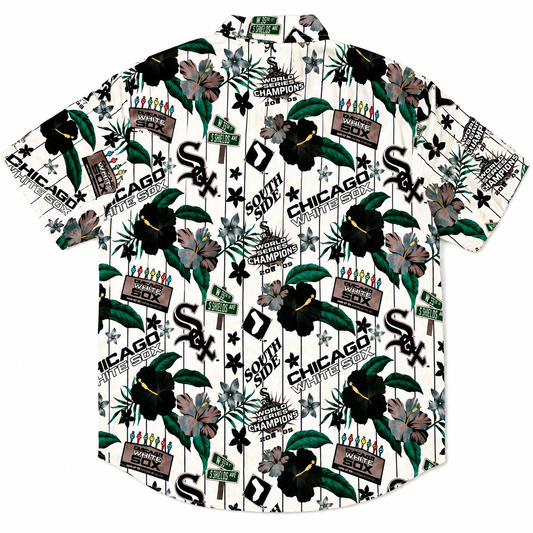 Camisa hawaiana blanca con botones y estampado floral de los Chicago White Sox para hombre