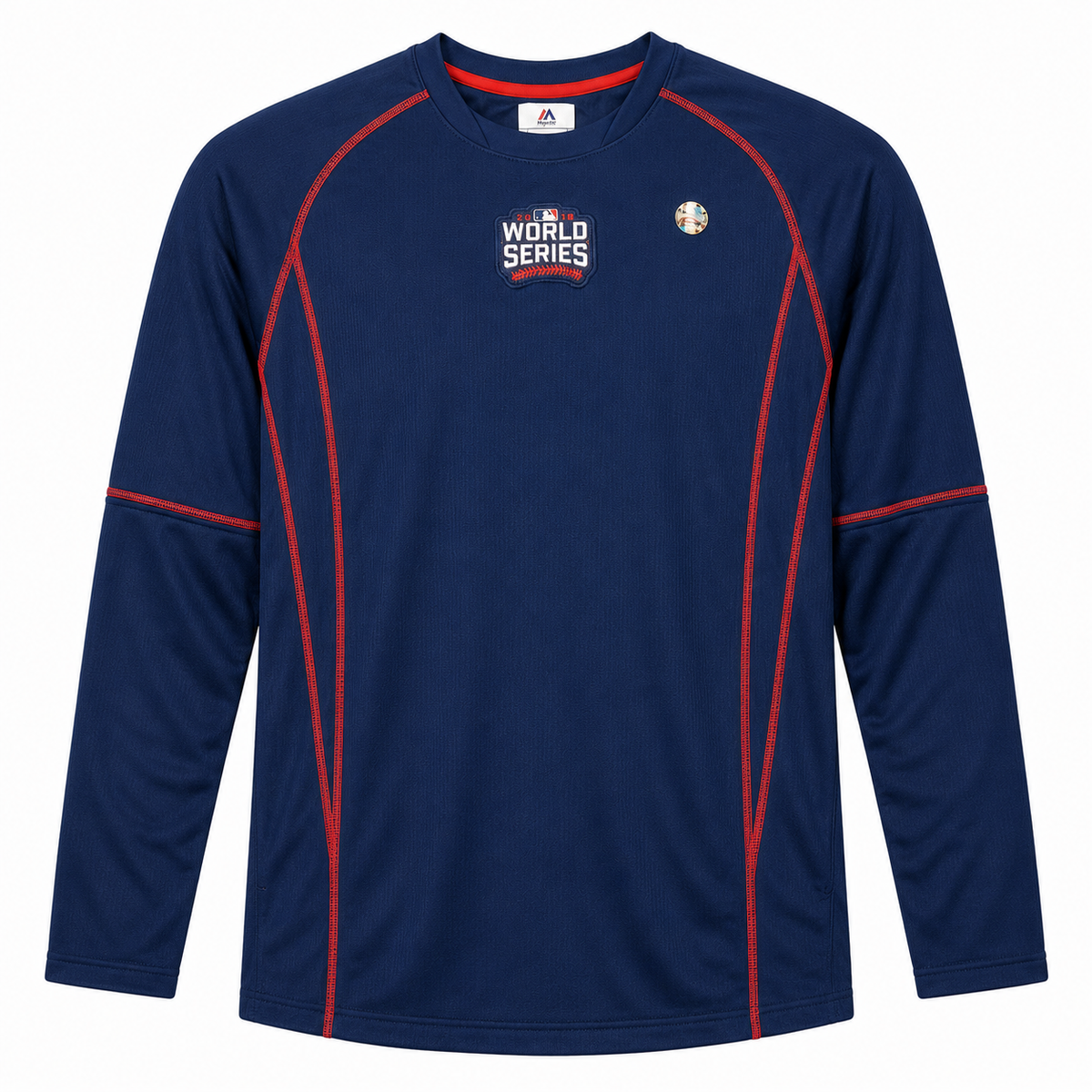 Top base térmico Majestic de práctica azul marino auténtico de la Serie Mundial 2016 para hombre, estilo pullover