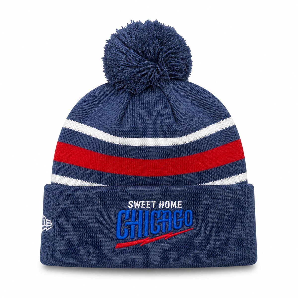 Chicago Cubs New Era Navy 2nd Alternate Guitar Bear Cuffed Knit Hat with Pom