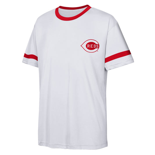 Camiseta blanca juvenil sublimada con nombre y número de Elly De La Cruz de los Cincinnati Reds