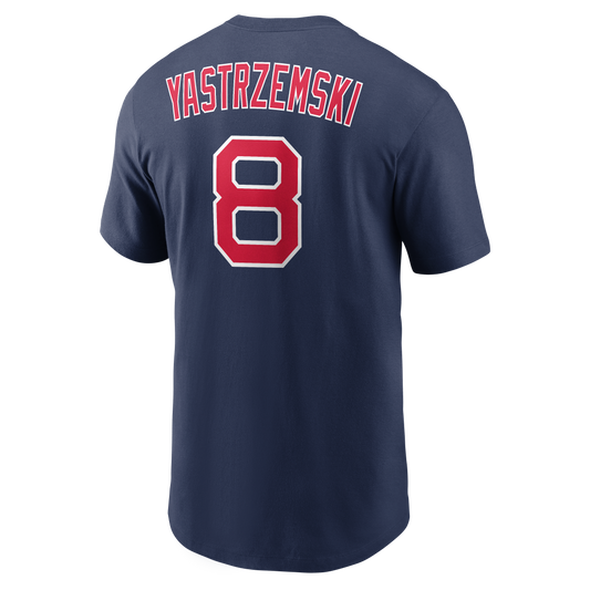 Men's Boston Red Sox Carl Yastrzemski Nike Navy Cooperstown Collection Name & Number T-Shirt