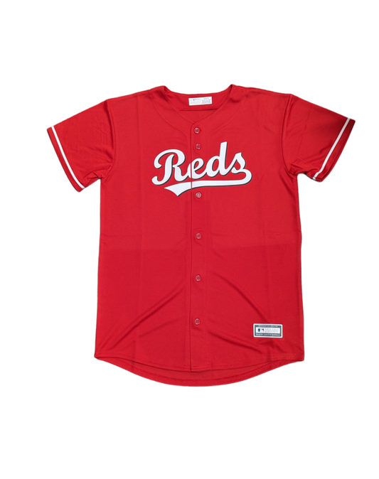 Youth Cincinnati Reds Elly De La Cruz MLB Red Alternate Screen Print Replica Jersey