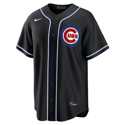Camiseta réplica en blanco y negro con diseño de carbono Nike de los Chicago Cubs para hombre
