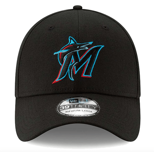 Gorra 39THIRTY Flex clásica de los Miami Marlins New Era en negro para hombre