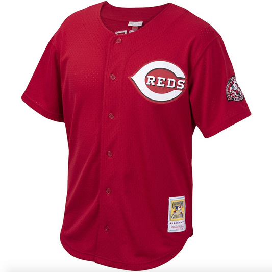Camiseta de práctica de bateo Ken Griffey Jr. de los Cincinnati Reds Mitchell & Ness Red Cooperstown Collection para hombre