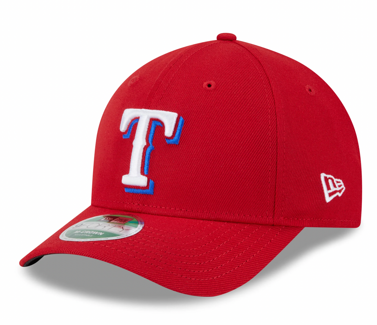 Gorra ajustable 9FORTY New Era Player Replica M-Crown roja alternativa de los Texas Rangers