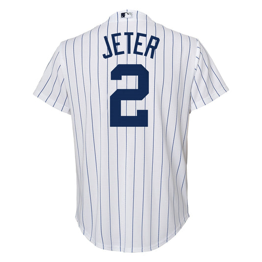 Camiseta réplica de jugador juvenil Derek Jeter New York Yankees blanca de local