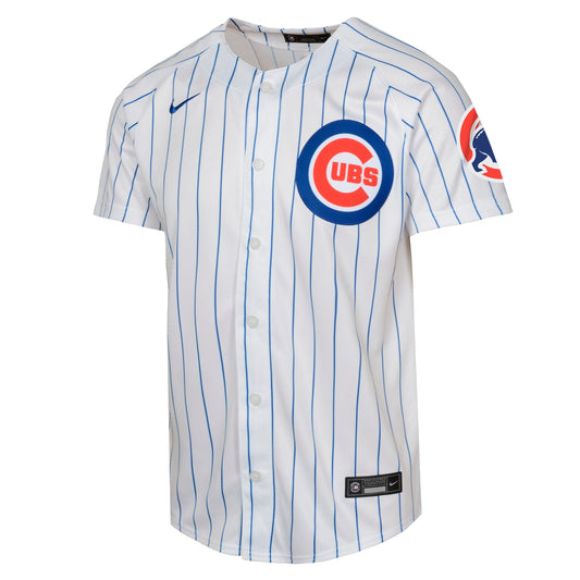 Camiseta réplica Nike Limited Blank blanca de local de los Chicago Cubs para jóvenes