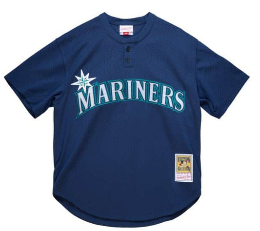 Men's Seattle Mariners Ichiro Suzuki 2002 Mitchell & Ness Navy Cooperstown Collection Mesh Batting Practice Jersey