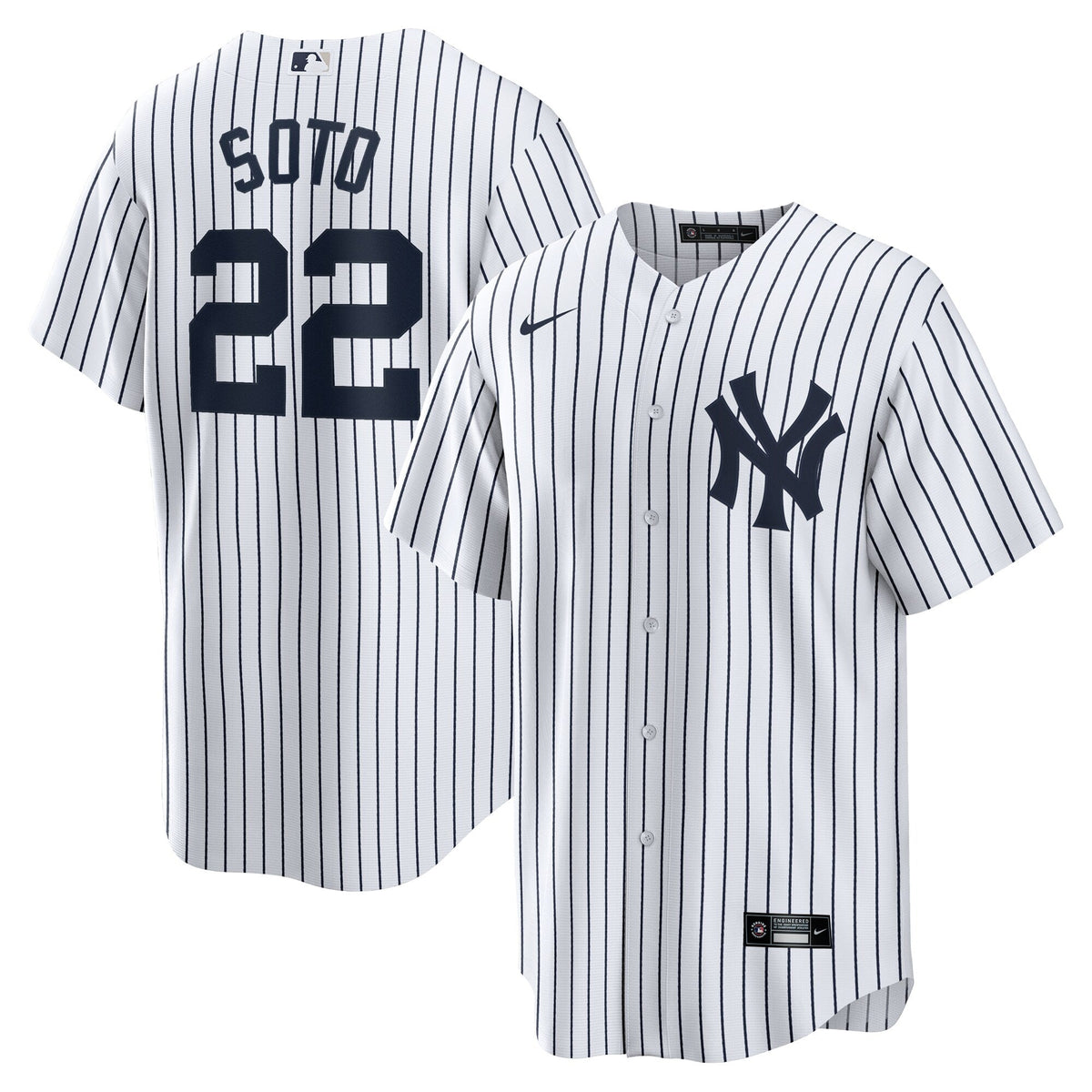 Camiseta réplica de jugador juvenil de los New York Yankees Juan Soto Nike blanca de local con nombre