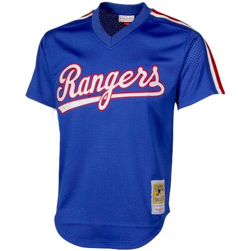 Camiseta auténtica de práctica de bateo de malla Mitchell & Ness Nolan Ryan Royal Texas Rangers 1989 Cooperstown Collection para hombre