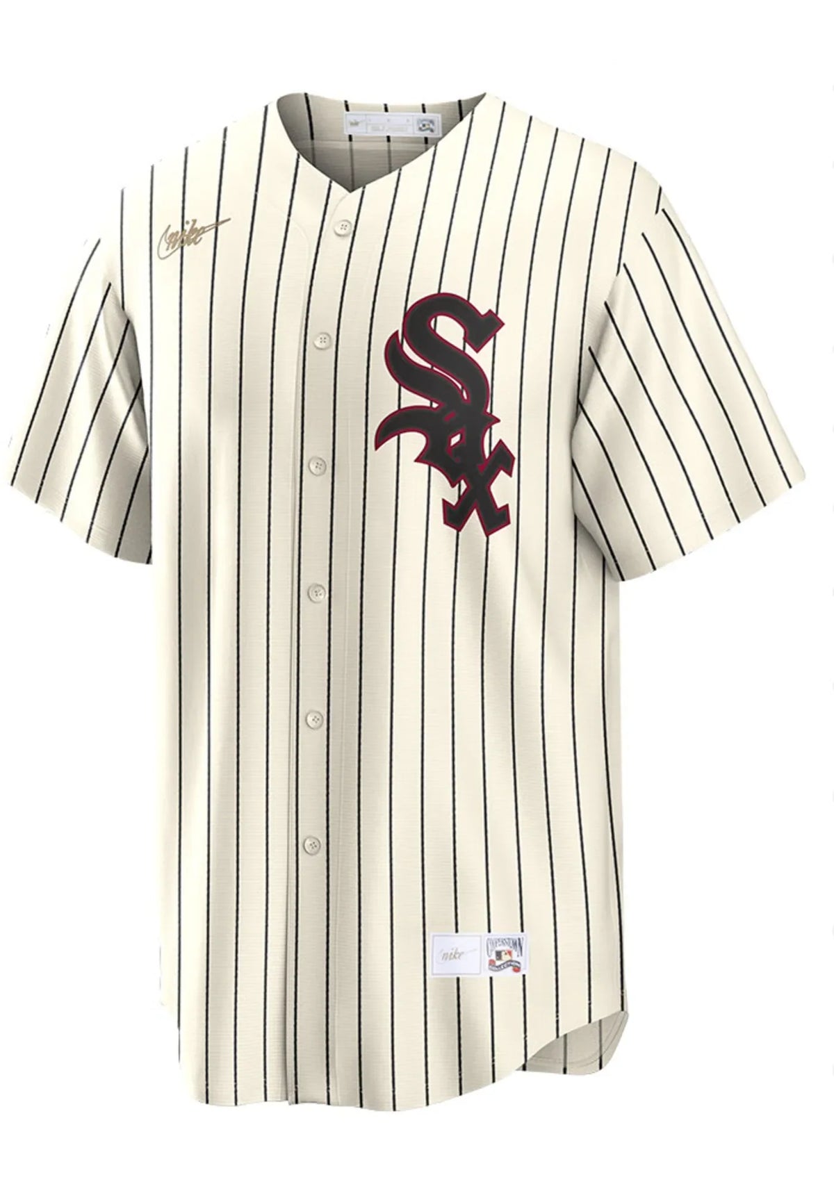 Camiseta réplica NIKE en blanco/negro de los Chicago White Sox Cooperstown Turn Back The Clock 1959 de local para hombre