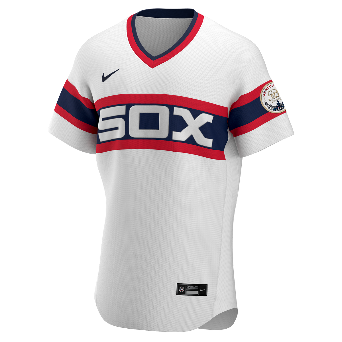 Camiseta oficial auténtica de equipo de los Chicago White Sox Nike blanca alternativa 1983 para hombre