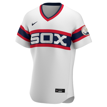 Camiseta oficial auténtica de equipo de los Chicago White Sox Nike blanca alternativa 1983 para hombre