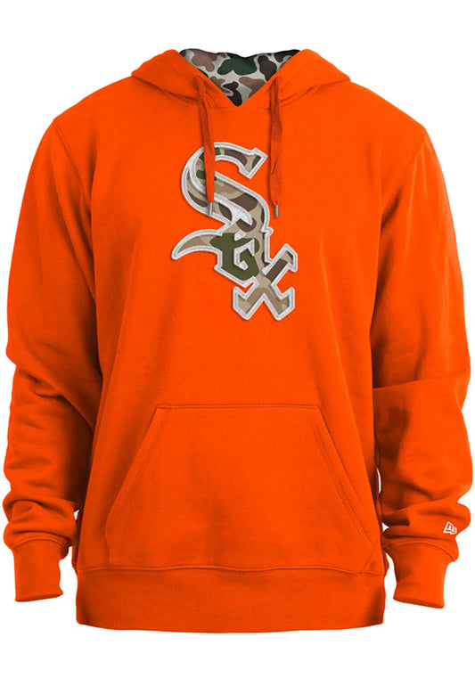 Sudadera con capucha para hombre Chicago White Sox New Era naranja/camuflaje de pato