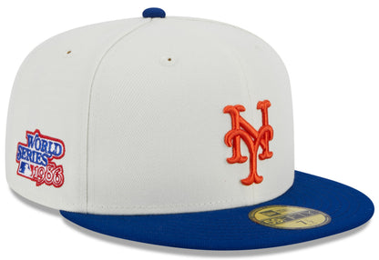 Gorra ajustada retro New Era 59FIFTY de los New York Mets de la Serie Mundial de 1982 en crema/azul real