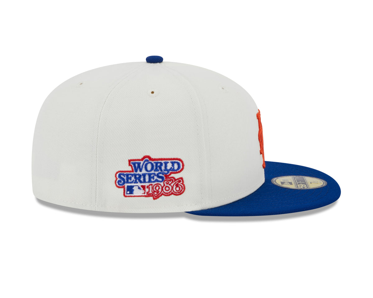 Gorra ajustada retro New Era 59FIFTY de los New York Mets de la Serie Mundial de 1982 en crema/azul real
