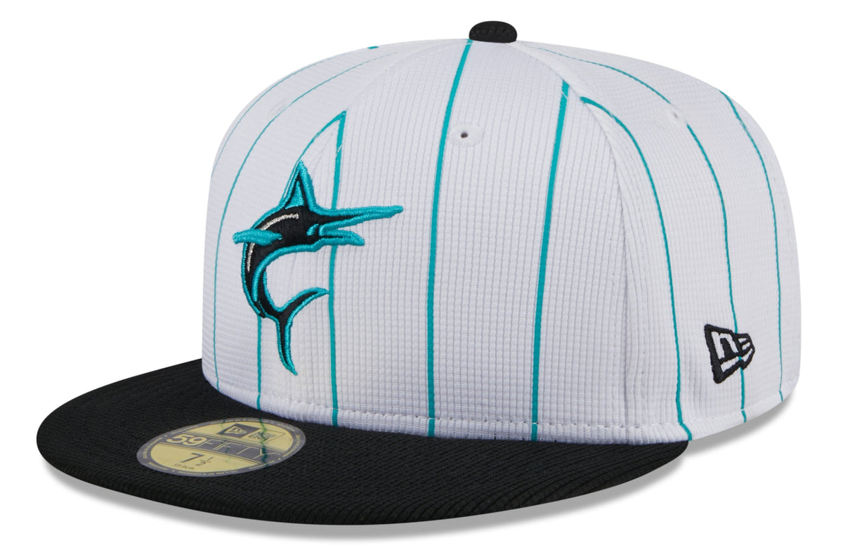 Men's Miami Marlins White 2024 Batting Practice 59FIFTY Fitted Hat