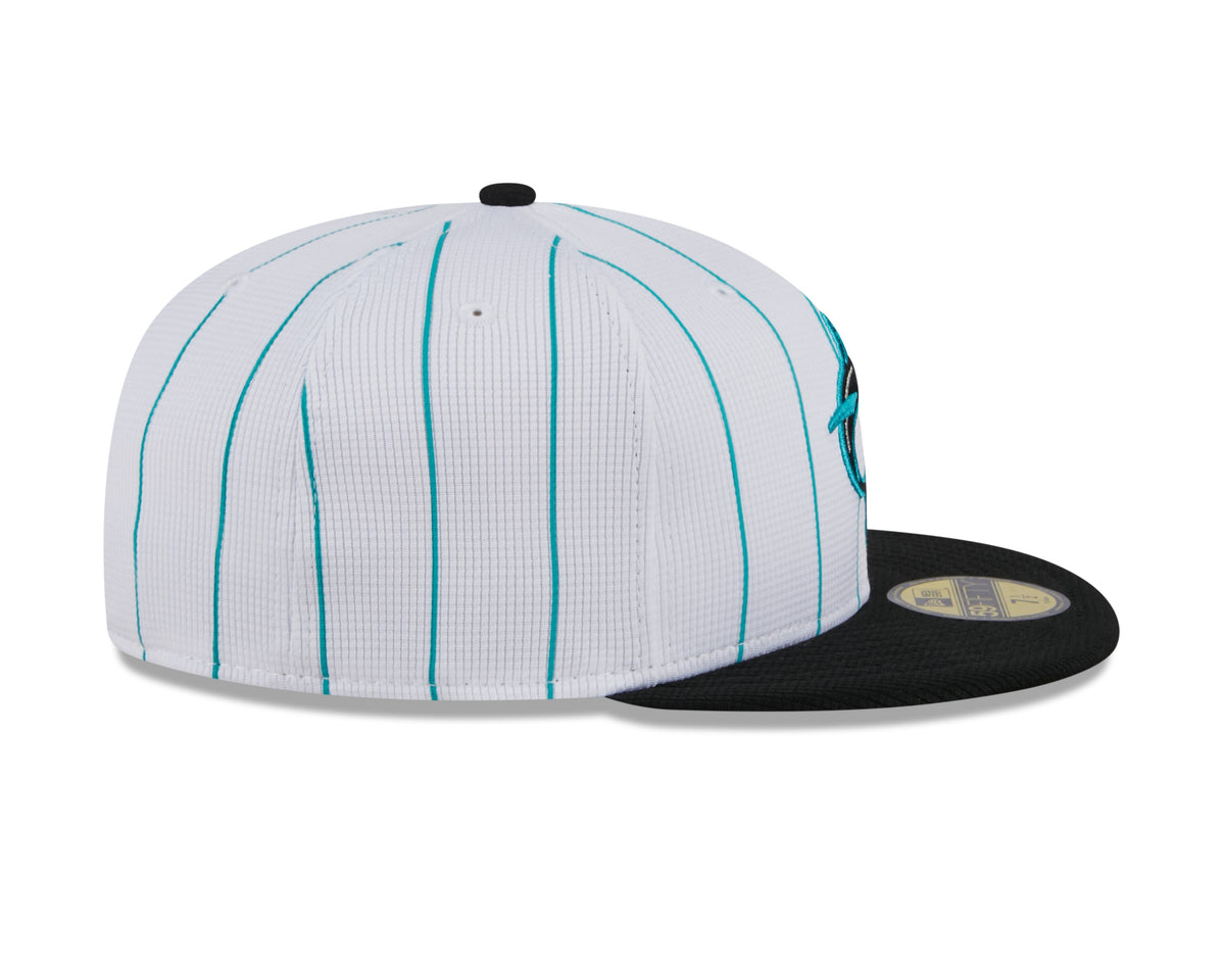Men's Miami Marlins White 2024 Batting Practice 59FIFTY Fitted Hat