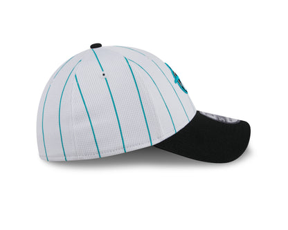 Men's Miami Marlins New Era 2024 Batting Practice White/Black 39THIRTY Flex-Fit Hat