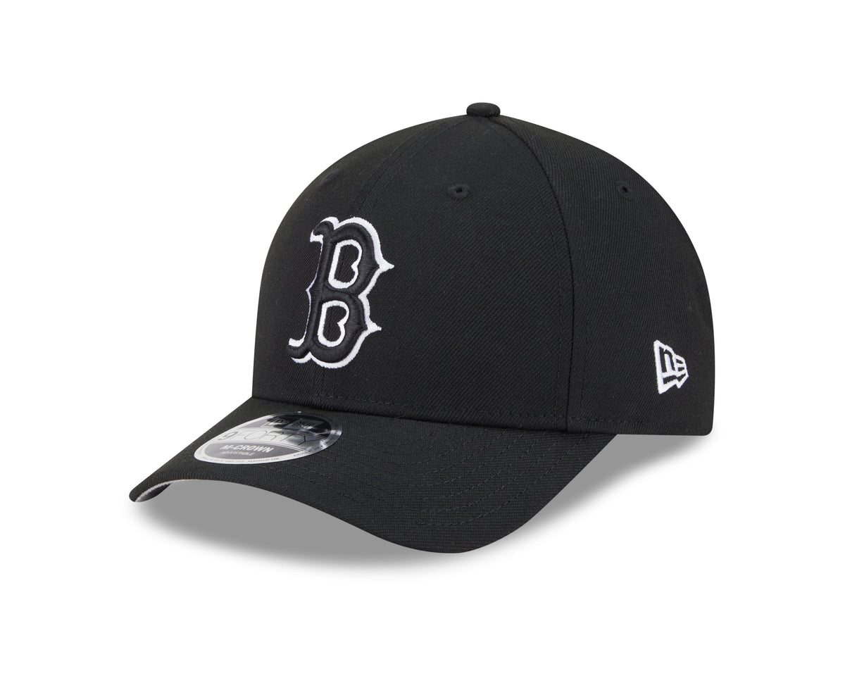 Gorra ajustable Boston Red Sox en blanco y negro New Era M-Crown 9FORTY