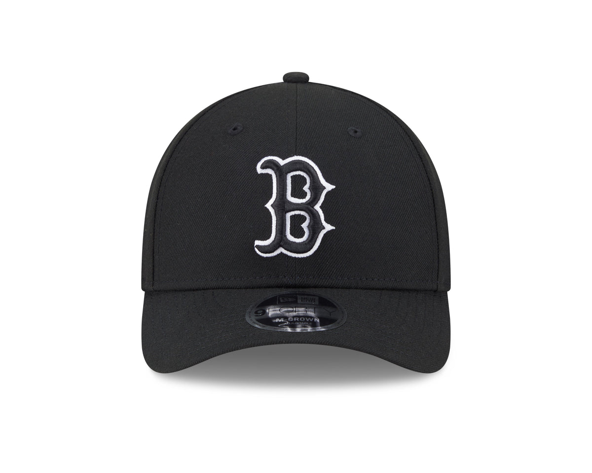 Gorra ajustable Boston Red Sox en blanco y negro New Era M-Crown 9FORTY