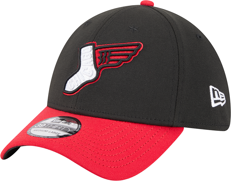 Gorra New Era 39THIRTY Flex Fit alternativa negra/roja City Connect 2025 de los Chicago White Sox