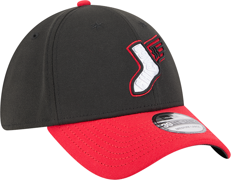 Gorra New Era 39THIRTY Flex Fit alternativa negra/roja City Connect 2025 de los Chicago White Sox