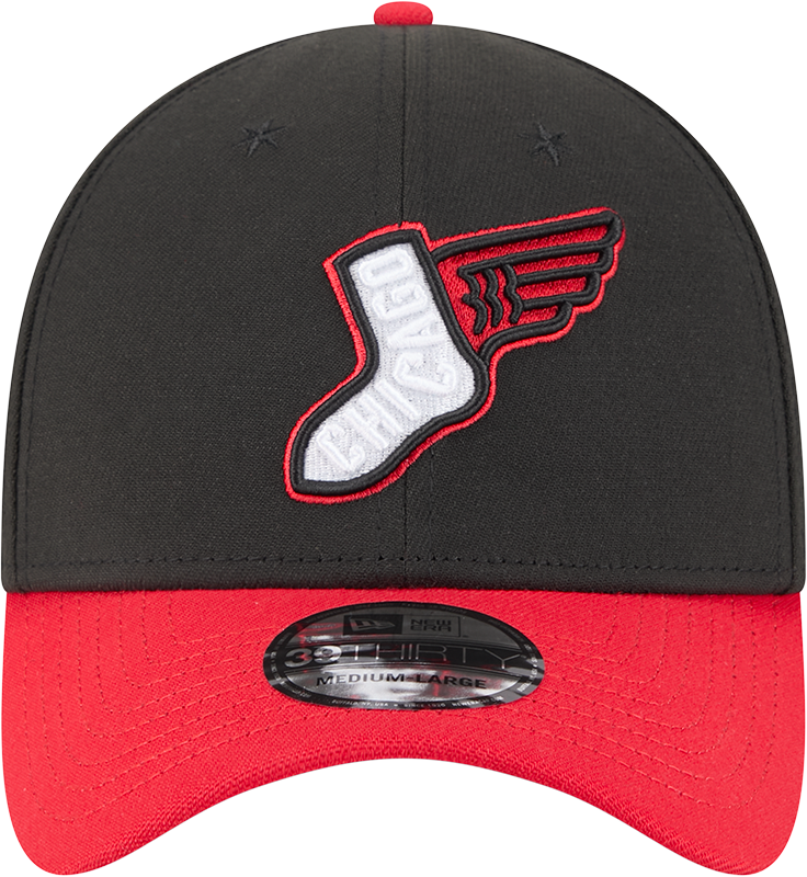Gorra New Era 39THIRTY Flex Fit alternativa negra/roja City Connect 2025 de los Chicago White Sox