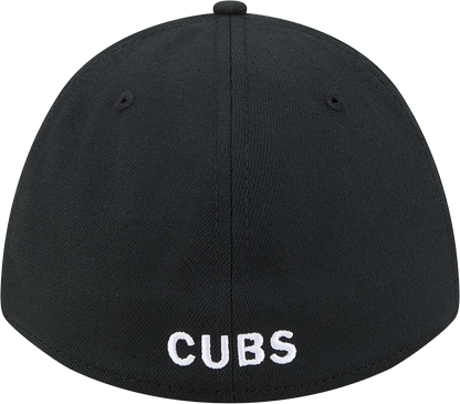 Chicago Cubs New Era M-Crown 39Thirty Black/White Flex Fit Hat
