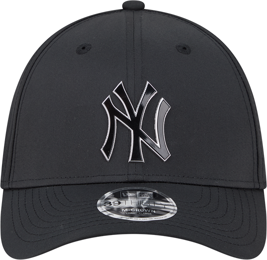 New York Yankees New Era M-Crown 39Thirty Metallic Black Performance Flex Fit Hat