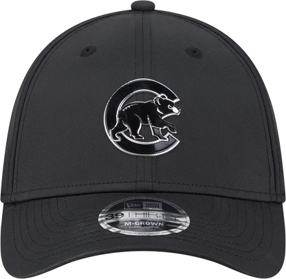 Chicago Cubs New Era M-Crown 39Thirty Metallic Black Performance Flex Fit Hat-Crawling Bear
