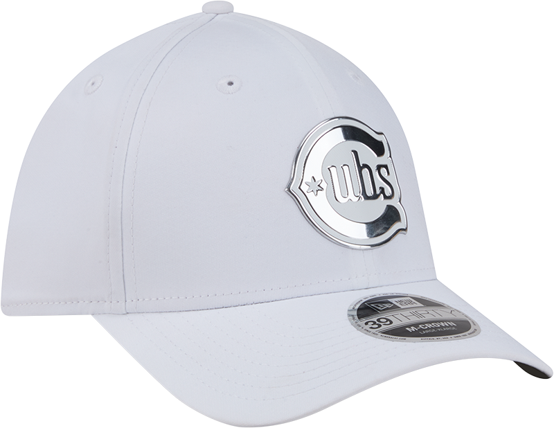 Chicago Cubs New Era M-Crown 39Thirty Alternate 2 Metallic White Performance Flex Fit Hat