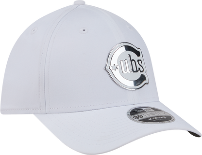 Chicago Cubs New Era M-Crown 39Thirty Alternate 2 Metallic White Performance Flex Fit Hat