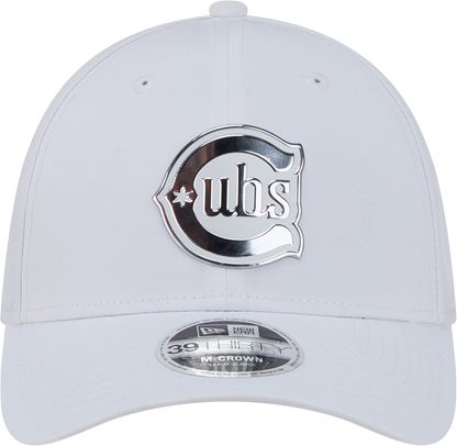 Chicago Cubs New Era M-Crown 39Thirty Alternate 2 Metallic White Performance Flex Fit Hat