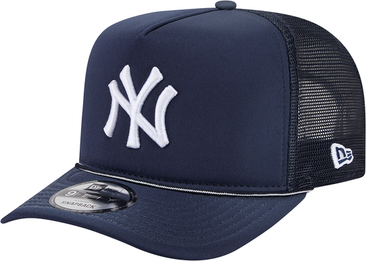 New York Yankees New Era Navy Worn A-Frame 9FIFTY Trucker Snapback Hat