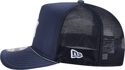 New York Yankees New Era Navy Worn A-Frame 9FIFTY Trucker Snapback Hat