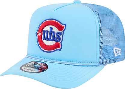 Chicago Cubs New Era Blue Worn A-Frame 9FIFTY Trucker Snapback Hat