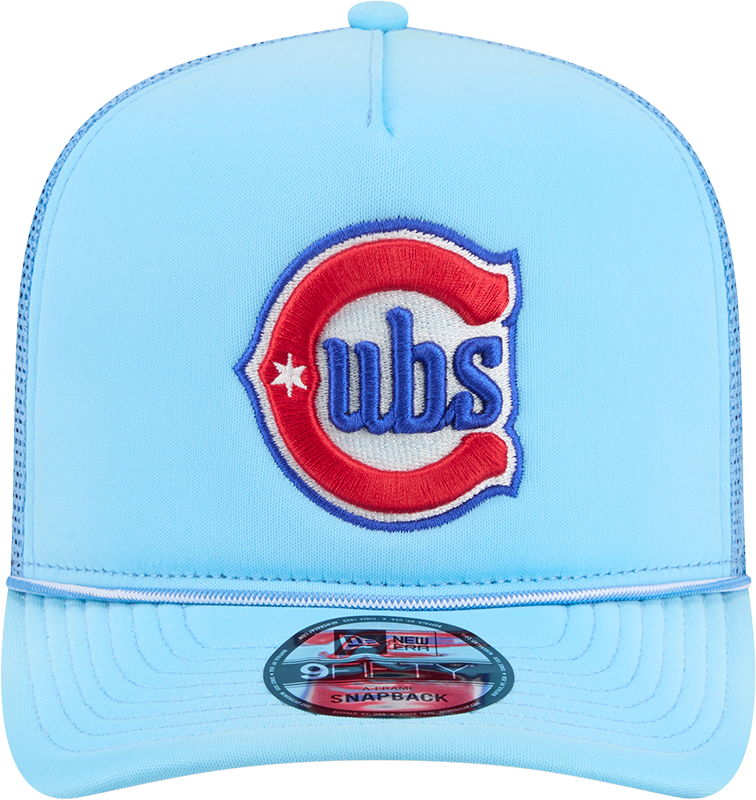 Chicago Cubs New Era Blue Worn A-Frame 9FIFTY Trucker Snapback Hat