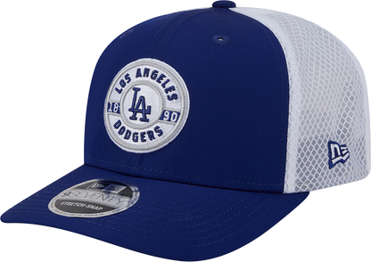 Men's Los Angeles Dodgers New Era Circle Patch 9SEVENTY Trucker Adjustable Hat