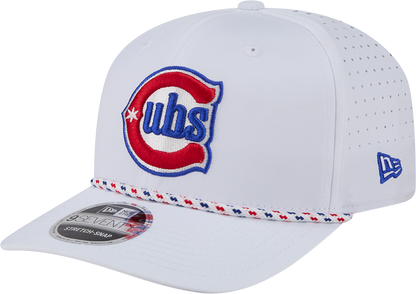 Gorra ajustable Stretch Snap de los Chicago Cubs New Era, segunda alternativa blanca, Sport Rope 9SEVENTY