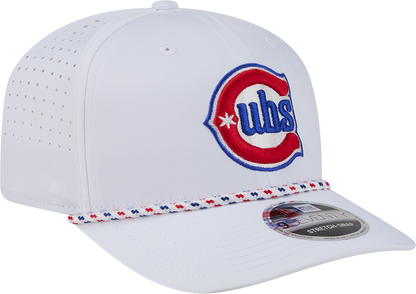 Gorra ajustable Stretch Snap de los Chicago Cubs New Era, segunda alternativa blanca, Sport Rope 9SEVENTY