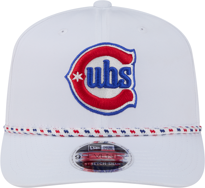 Gorra ajustable Stretch Snap de los Chicago Cubs New Era, segunda alternativa blanca, Sport Rope 9SEVENTY