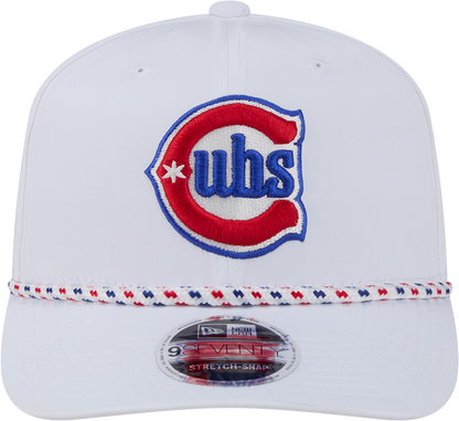 Gorra ajustable Stretch Snap de los Chicago Cubs New Era, segunda alternativa blanca, Sport Rope 9SEVENTY