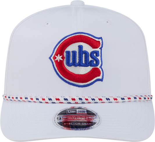 Gorra ajustable Stretch Snap de los Chicago Cubs New Era, segunda alternativa blanca, Sport Rope 9SEVENTY